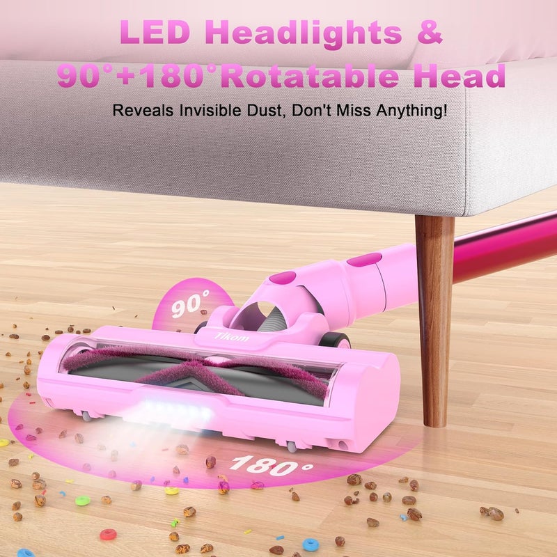 Tikom V500 Cordless Vacuum Cleaner for Home, 40000Pa/450W Stick Vacuum with LED Touch Screen, Charging Wall Dock, Anti-Tangle, Lightweight Handheld Vacuum for Pet Hair, Hard Floor, Carpet - Image 5